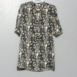 Tucker silk black cream reptile snack print mini dress tunic